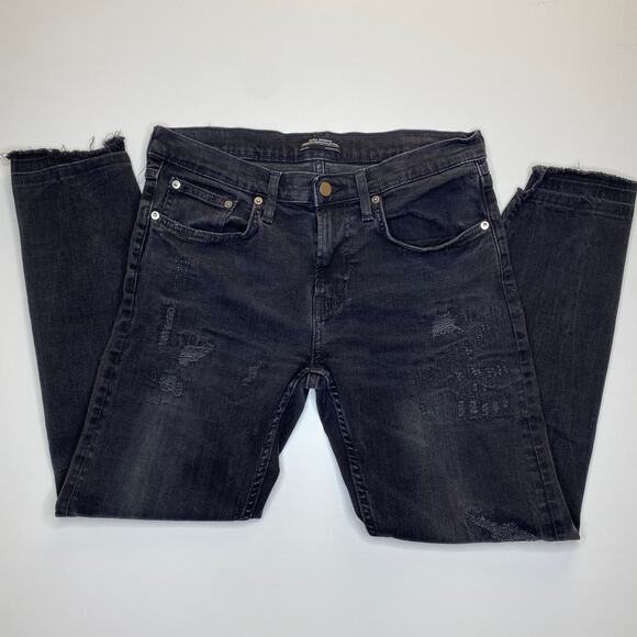 Zara Woman | Black Premium Denim Collection Distressed Cropped Jeans - Picture 4 of 7